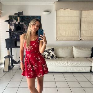 Floral Red Dress